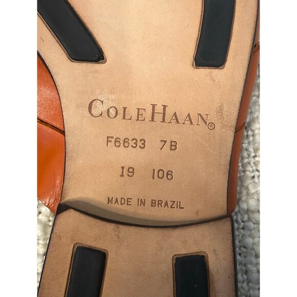 Cole Haan Resort Orange Knotted Top Slip On Leather Sandals Size 7B - Picture 5 of 10
